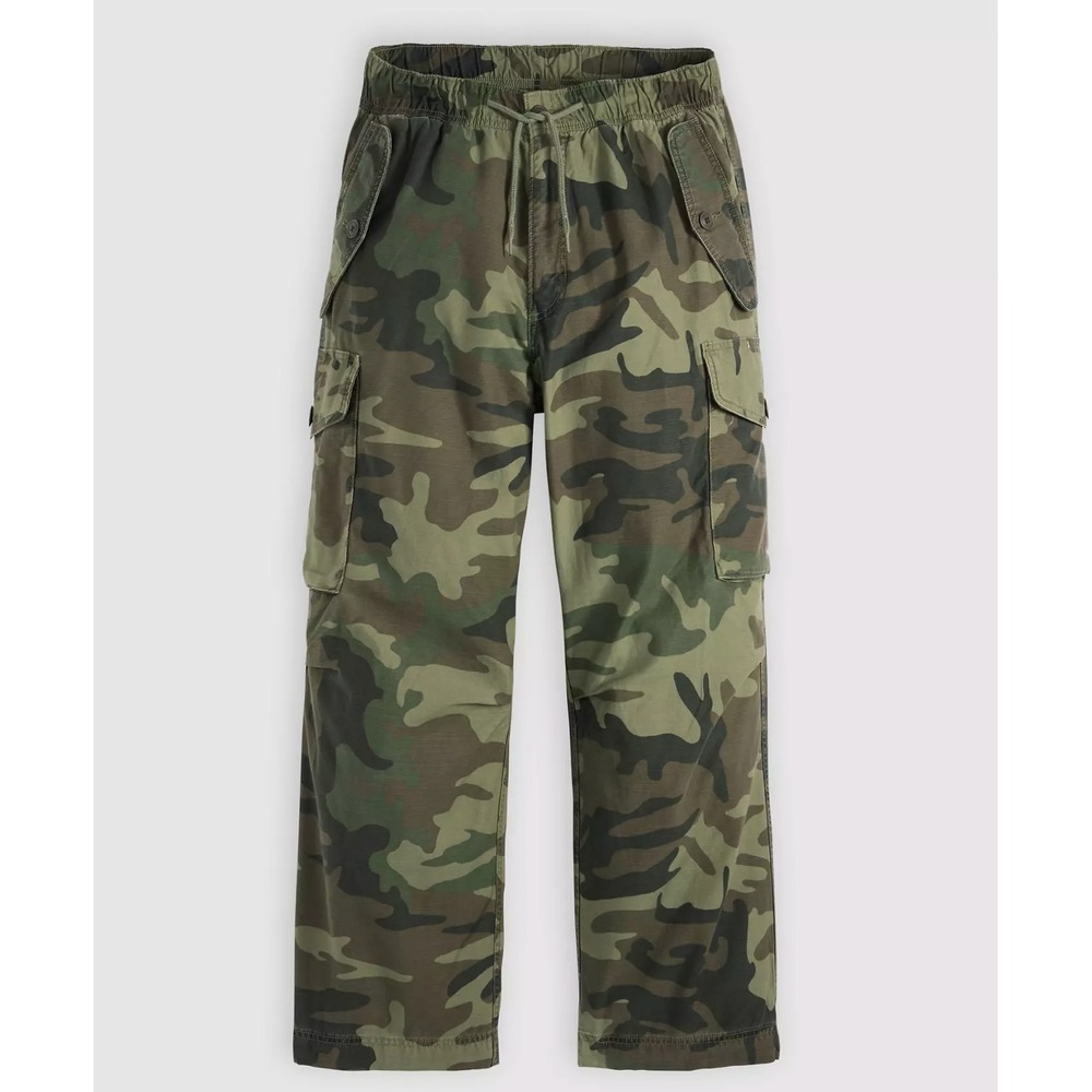 NEW Levi's Baggy Field Cargo Pants Camo Elastic Waist Wide Leg Cotton Mens XS